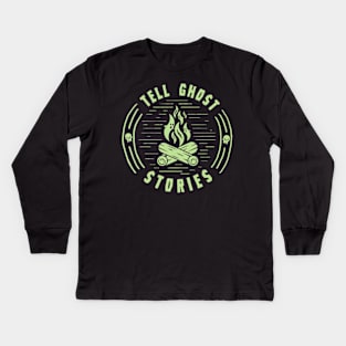 Ghost Campfire (Ghastly Green) Kids Long Sleeve T-Shirt